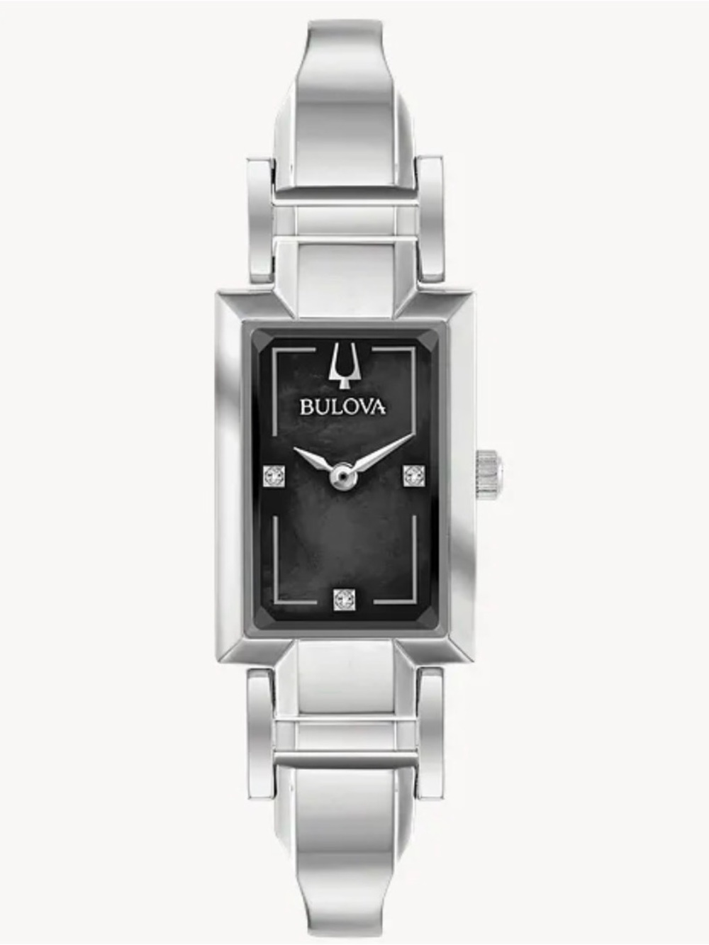 Bulova Silver-Tone Women's Bracelet Watch with Black Dial